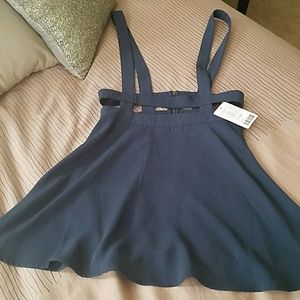 Navy mini skirt with suspenders